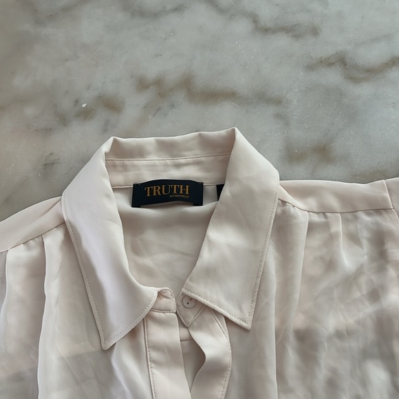 TRUTH BY REPUBLIC Sleveless Button Down Shirt Blouse Bare Pink Sz M - Picture 13 of 14